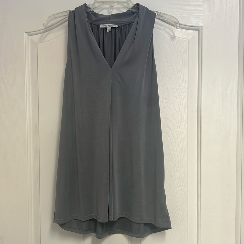 Gray sleeveless blouse , size large